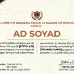 ALÜMİNYUM DOĞRAMA PANJUR VE BALKON SİSTEMLERİ EĞİTİMİ