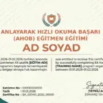 ANLAYARAK HIZLI OKUMA BAŞARI (AHOB) EĞİTMEN EĞİTİMİ
