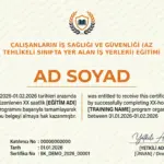 ÇALIŞANLARIN İŞ SAĞLIĞI VE GÜVENLİĞİ (AZ TEHLİKELİ SINIFTA YER ALAN İŞ YERLERİ) EĞİTİMİ