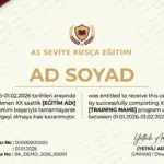A1 SEVİYE RUSÇA EĞİTİMİ