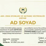 AKIL ZEKA OYUNLARI VE SATRANÇ EĞİTMENLİĞİ EĞİTİMİ