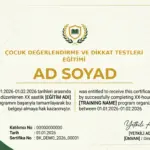 ÇOCUK DEĞERLENDİRME VE DİKKAT TESTLERİ EĞİTİMİ