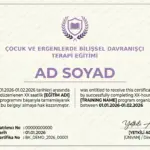 ÇOCUK VE ERGENLERDE BİLİŞSEL DAVRANIŞÇI TERAPİ EĞİTİMİ
