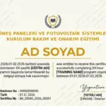 GÜNEŞ PANELERİ VE FOTOVOLTAİK SİSTEMLERİ KURULUM BAKIM VE ONARIM EĞİTİMİ