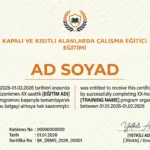 KAPALI VE KISITLI ALANLARDA ÇALIŞMA EĞİTİCİ EĞİTİMİ