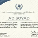 ISO 22000:2018 GIDA GÜVENLİĞİ YÖNETİM SİSTEMİ EĞİTİMİ