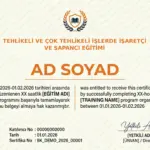 TEHLİKELİ VE ÇOK TEHLİKELİ İŞLERDE İŞARETÇİ VE SAPANCI EĞİTİMİ