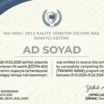 ISO 9001: 2015 KALİTE YÖNETİM SİSTEMİ BAŞ DENETÇİ EĞİTİMİ