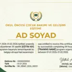 OKUL ÖNCESİ ÇOCUK BAKIMI VE GELİŞİMİ EĞİTİMİ