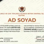 TEHLİKELİ VE ÇOK TEHLİKELİ İŞLERDE BETON SANTRAL İŞLERİ EĞİTİMİ