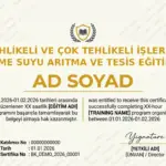 TEHLİKELİ VE ÇOK TEHLİKELİ İŞLERDE İÇME SUYU ARITMA VE TESİS EĞİTİMİ