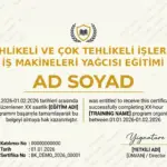 TEHLİKELİ VE ÇOK TEHLİKELİ İŞLERDE İŞ MAKİNELERİ YAĞCISI EĞİTİMİ