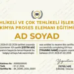 TEHLİKELİ VE ÇOK TEHLİKELİ İŞLERDE KİMYA PROSES ELEMANI EĞİTİMİ