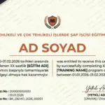 TEHLİKELİ VE ÇOK TEHLİKELİ İŞLERDE ŞAP İŞÇİSİ EĞİTİMİ