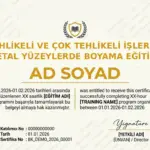 TEHLİKELİ VE ÇOK TEHLİKELİ İŞLERDE METAL YÜZEYLERDE BOYAMA EĞİTİMİ