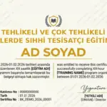 TEHLİKELİ VE ÇOK TEHLİKELİ İŞLERDE SIHHİ TESİSATÇI EĞİTİMİ